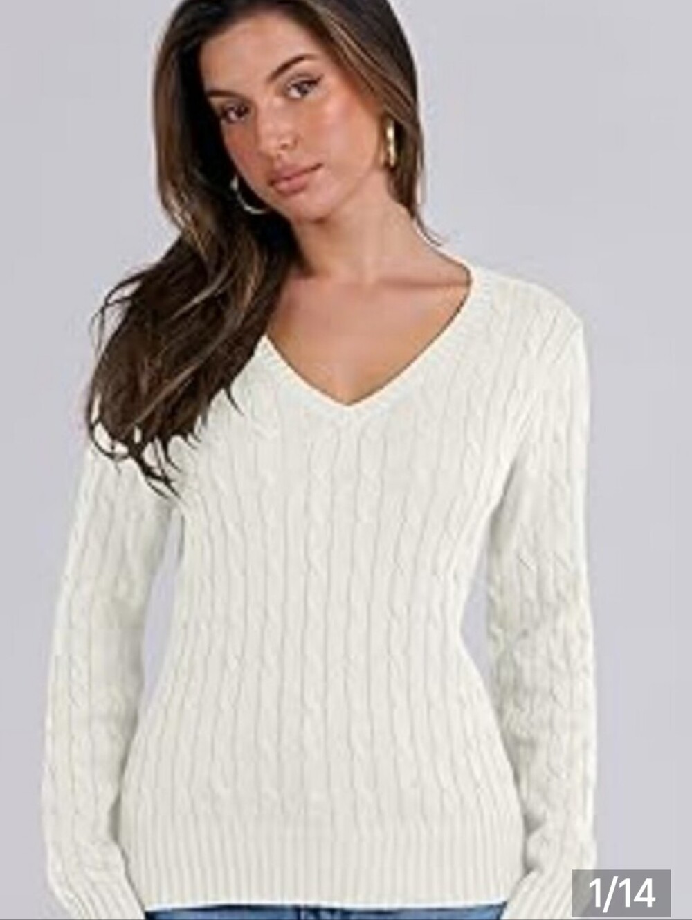 Sweater ribbed white long sleeves size L  in great shape stretches .💕💕